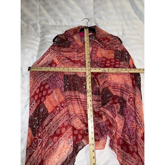 Rampage Swim Cover Scarf Wrap Sheer Red Coral Floral Versatile Sleeveless NWT - Picture 8 of 11